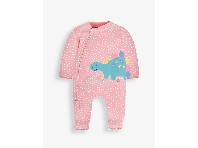 Dino Applique Zip Cotton Baby Sleepsuit 0-3 months