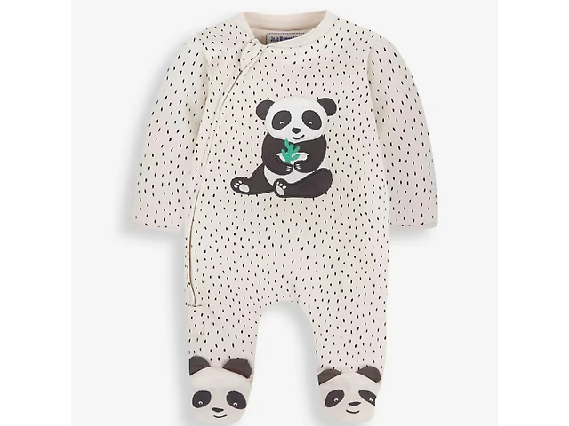 Panda Applique Zip Cotton Baby Sleepsuit 6-9 months