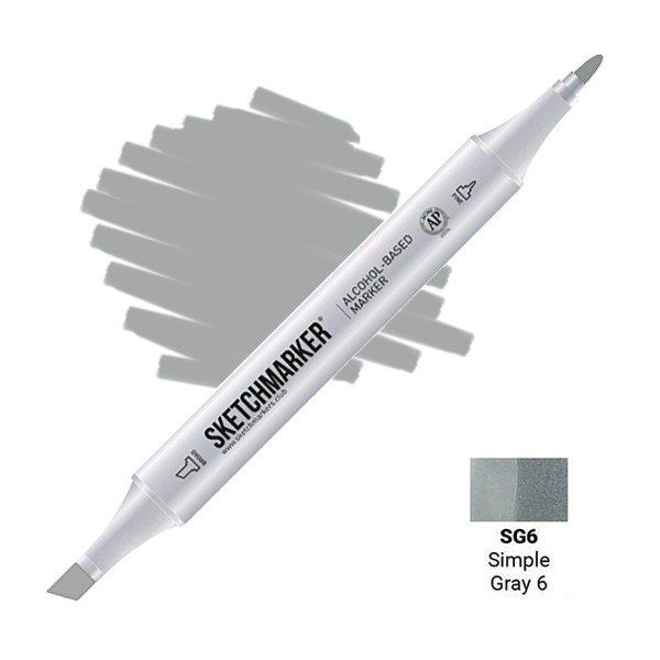 Маркер #9fa6a5, Цвет маркера: Simple Gray 6 (Простой серый 6), SM-SG06, SKETCHMARKER), SM