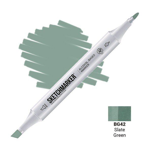 Маркер #84a296, Цвет маркера: Slate Green (Зеленый сланец), SM-BG042, SKETCHMARKER), SM