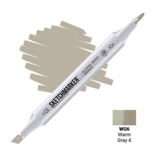 Маркер #babfac, Цвет маркера: Warm Gray 6 (Теплый серый 6), SM-WG06, SKETCHMARKER), SM