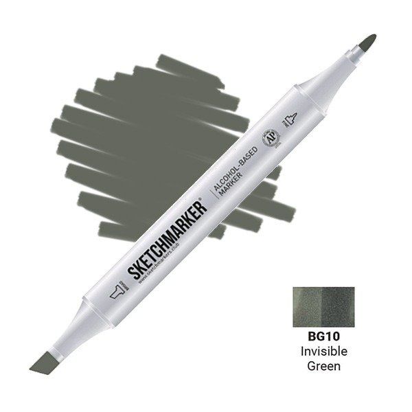 Маркер #4c514d, Цвет маркера: Invisible Green, SM-BG010, SKETCHMARKER), SM
