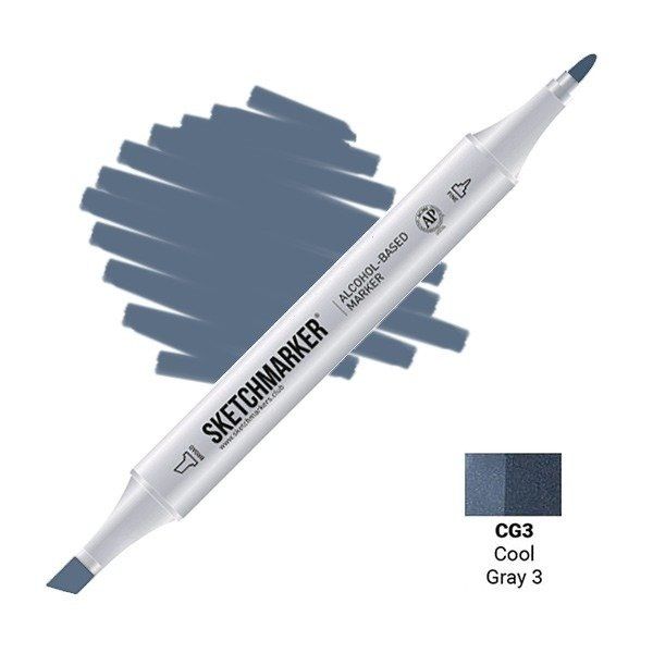 Маркер #63768c, Цвет: Cool gray 3 (Прохладный серый 3), SM-CG03, SKETCHMARKER), SM