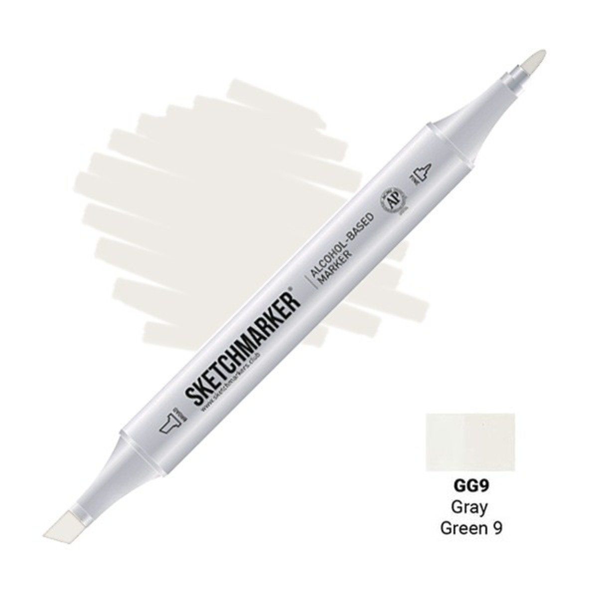 Маркер #f1f1ec, Цвет маркера: Gray Green 9 (Серо-зелёный 9), SM-GG09, SKETCHMARKER), SM