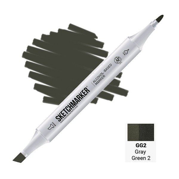 Маркер #4b4b3e, Цвет маркера: Gray Green 2 (Серо-зелёный 2), SM-GG02, SKETCHMARKER), SM