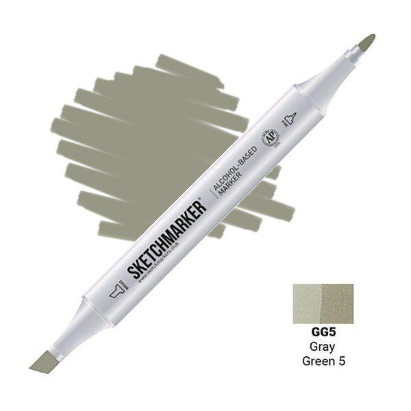 Маркер #bdbfa7, Цвет маркера: Gray Green 5 (Серо зелёный 5), SM-GG05, SKETCHMARKER), SM