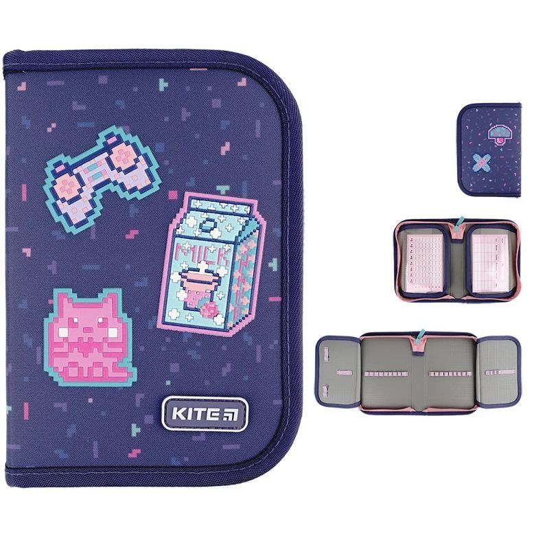 Пенал Kite 1 від., 2 відв., без наповнення 622 Pixel Love