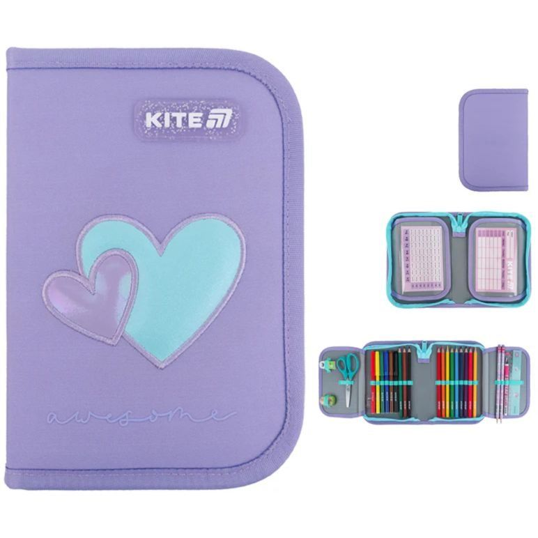 Пенал Kite 1 від., 2 відв., з наповненням 622H Awesome
