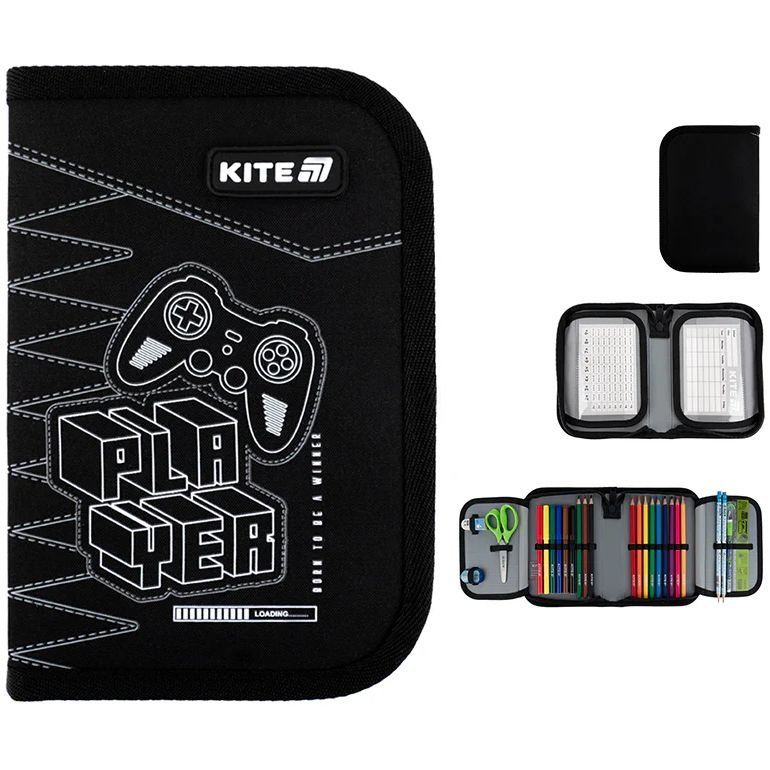 Пенал Kite 1 від., 2 відв., з наповненням 622H Player