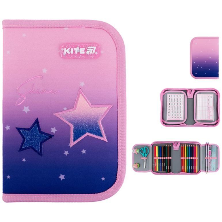 Пенал Kite 1 від., 2 відв., з наповненням 622H Sparkling