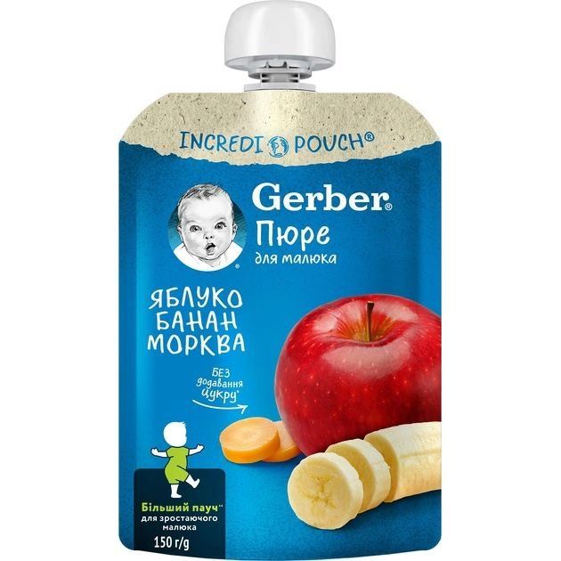 пюре яблуко,банан,морква 150г пауч