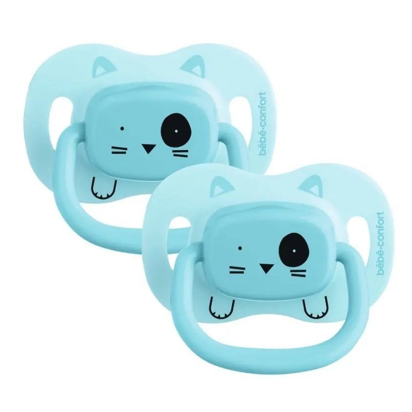 Пустушка силіконова з поворотною базою BEBE CONFORT 2 шт 6/18 Minimalistic Animals синя