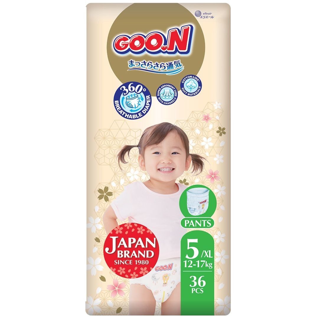 Трусики-підгузки GOO.N Premium Soft для дітей 12-17 кг (розмір 5(XL), унісекс, 36 шт)