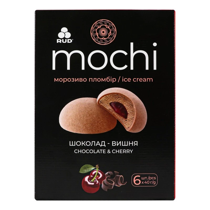 Морозиво Шоколад-вишня десерт-морозиво Mochi Рудь, мультипак 240г