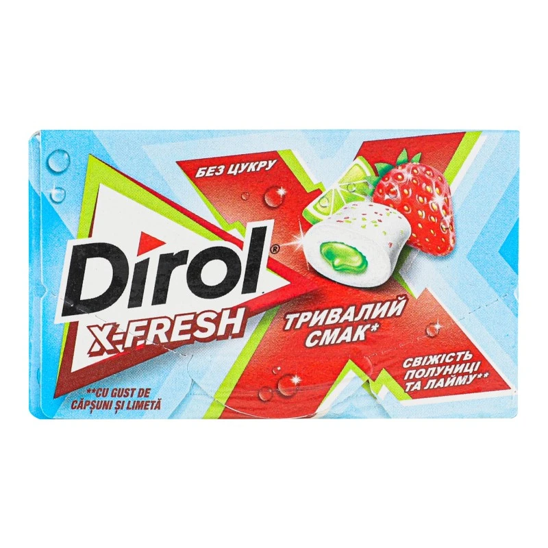 Гумка жувальна без цукру Свіжість полуниці та лайма X-Fresh Dirol, 19.5 г