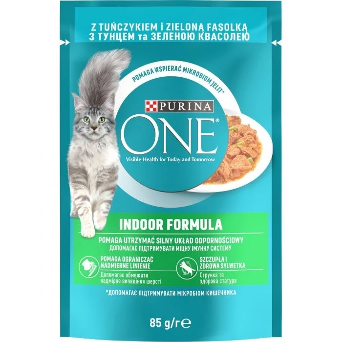 Корм для котів з тунцем та зеленою квасолею в соусі Purina One, 85 г
