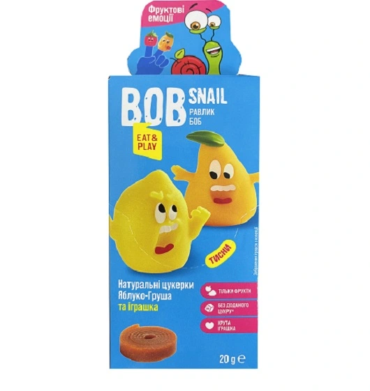 Набір Цукерки фруктові Apple-pear Rolls, 20 г + іграшка Bob Snail, шт
