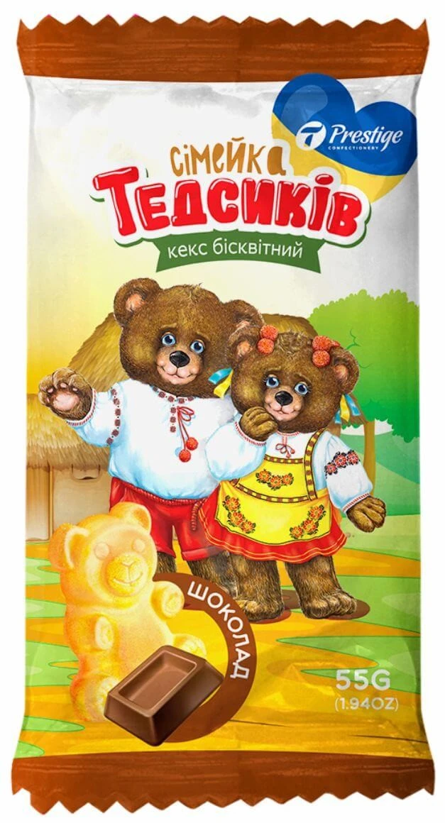 Кекс [Сімейка Тедсиківk з начинкою зі смаком шоколаду Престиж, 0.055 г