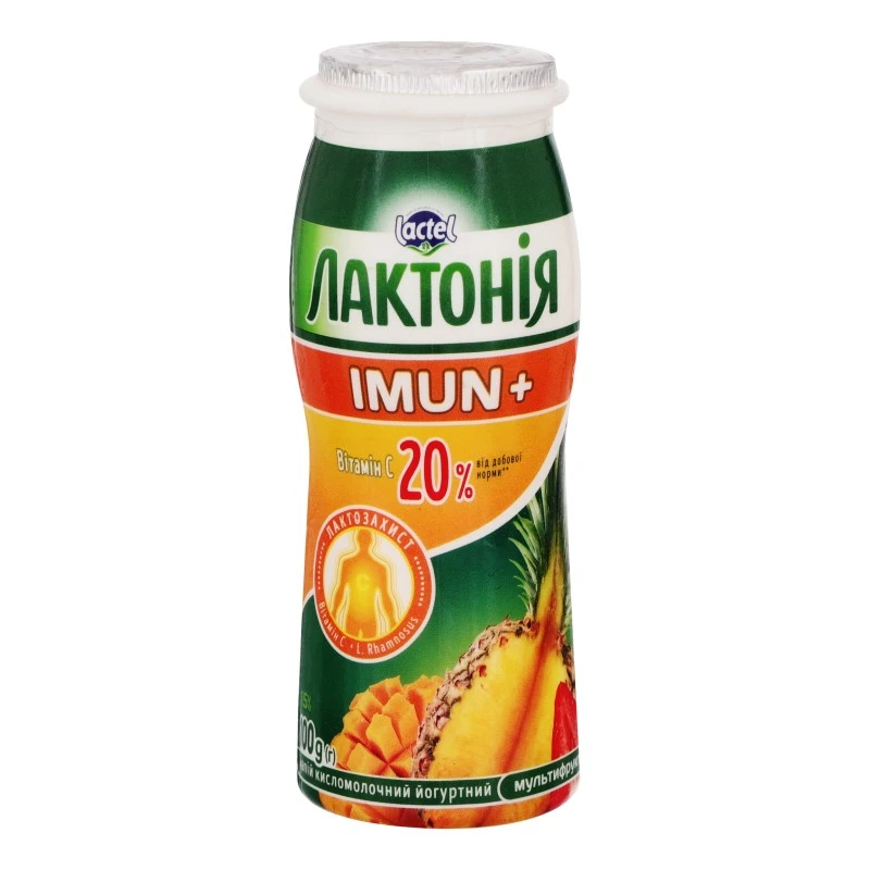 Напій кисломолочний 1.5% Мультифрукт Imun+ Лактонія, 100 г