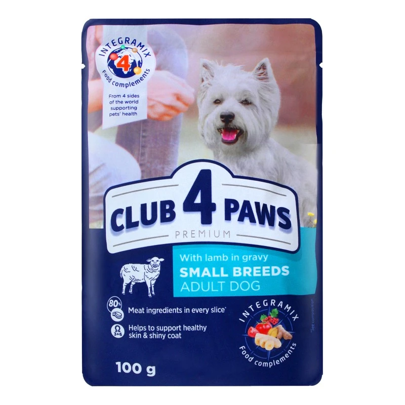 Корм для собак малих порід З ягнятком у соусі Premium Club 4 Paws, 100 г