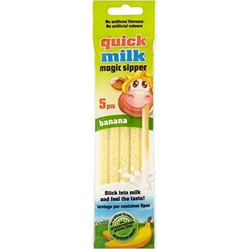 Соломинка для молока д/дітей від 3років цукрова з банановим смаком Magic sipper Quick milk м/у 5*6г