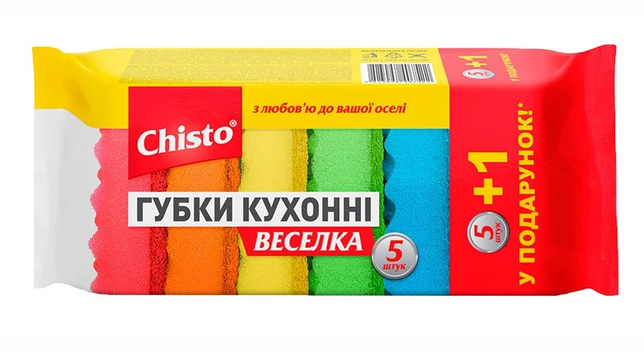 Губка кухонна Веселка Chisto, 5+1 шт/уп.