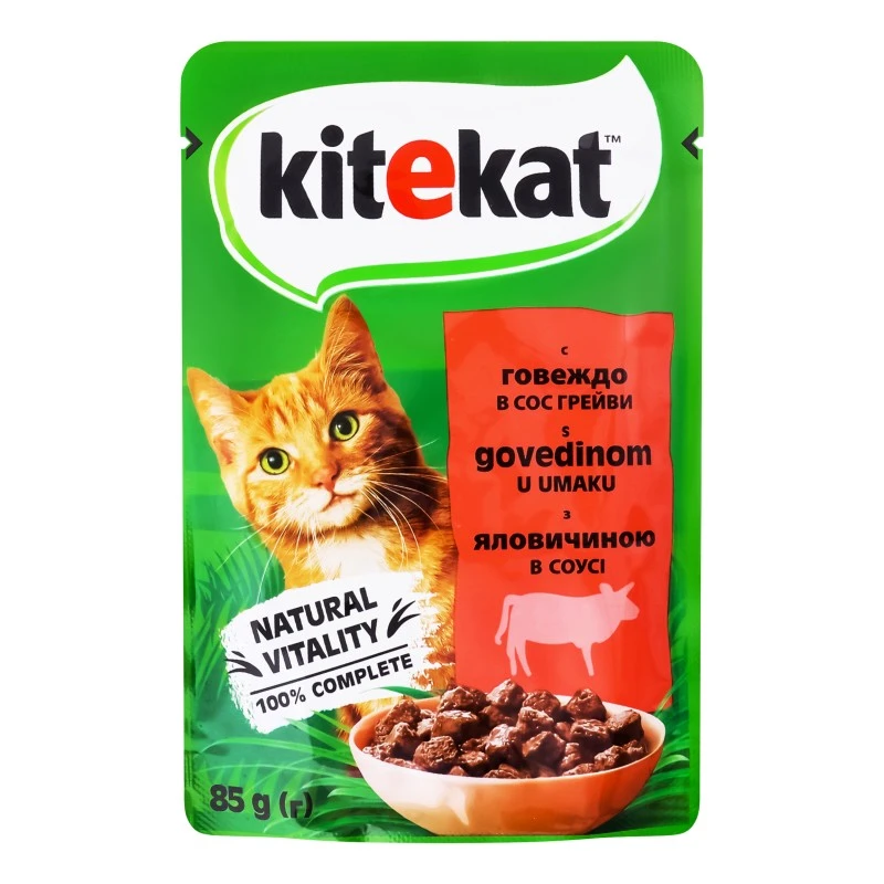 Корм для котів З яловичиною в соусі Kitekat, 85 г