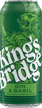Напій слабоалкогольний 7% сильногазований Gin&amp;Basil King&#039;s Bridge, з/б 0.5 л