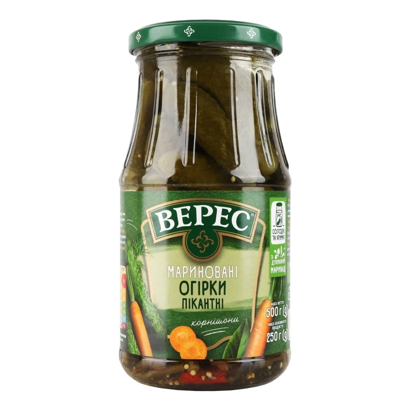 Огірки мариновані Пікантні Верес, 500 г