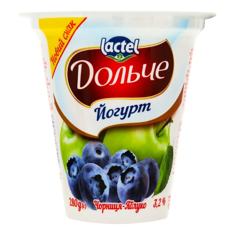 Йогурт 3.2% Чорниця-яблуко Дольче, 280 г