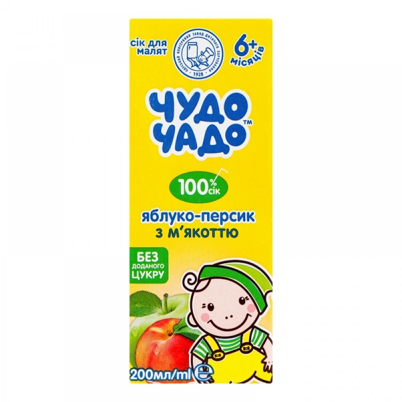 Сік з м&#039;якоттю Яблуко-Персик Чудо Чадо, 0.2 л
