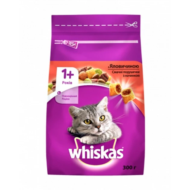 Корм сухий для котів З яловичиною Whiskas, 300 г