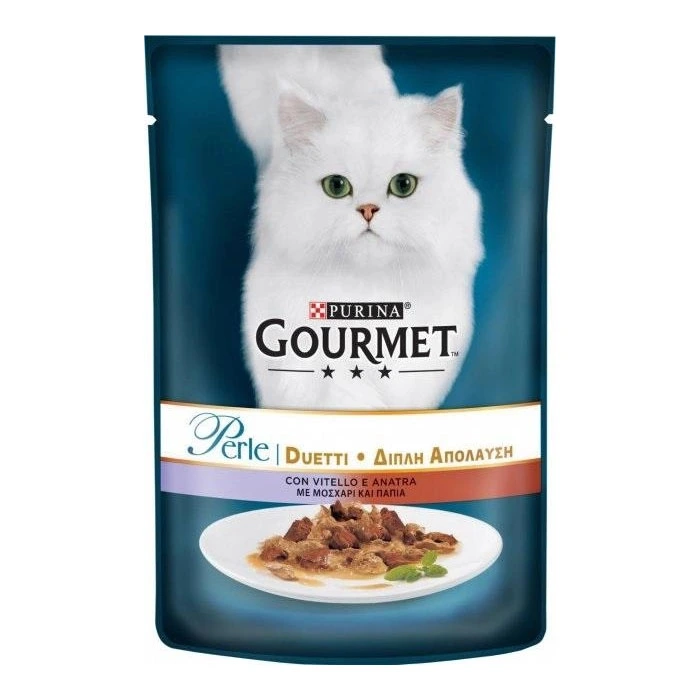 Корм для котів міні філе у підливі З лососем та сайдою Perle Duo Gourmet, 85 г