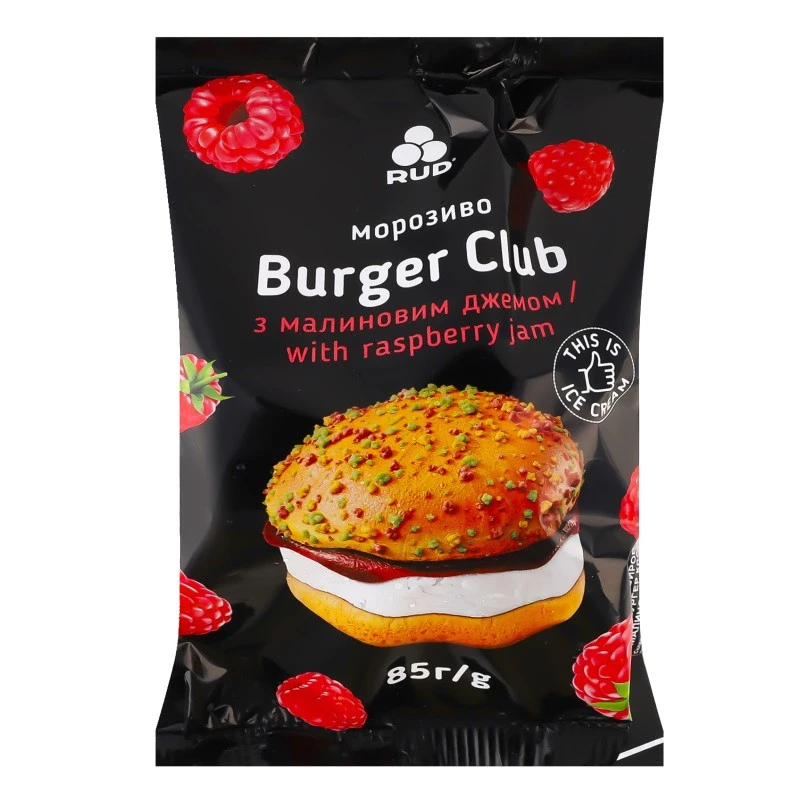 Морозиво з малиновим джемом Burger Club Рудь, 85 г