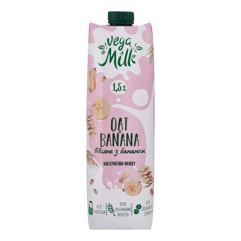 Напій ультрапастеризований вівсяний з бананом Vega Milk, 950 г