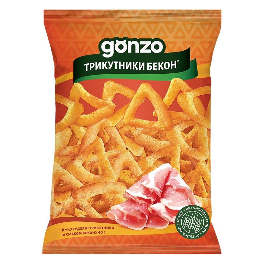 Кукурудзяні трикутники зі смаком бекону Gonzo, 40 г