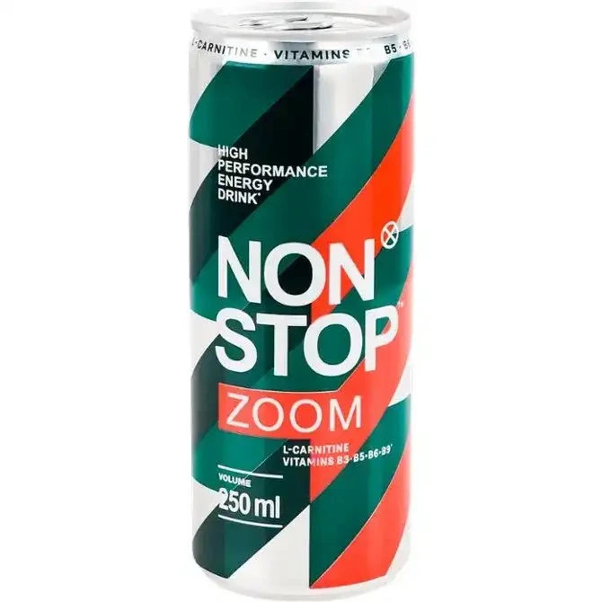 Напій енергетичний б/а газований ж/б Zoom Non Stop, 0.5 л