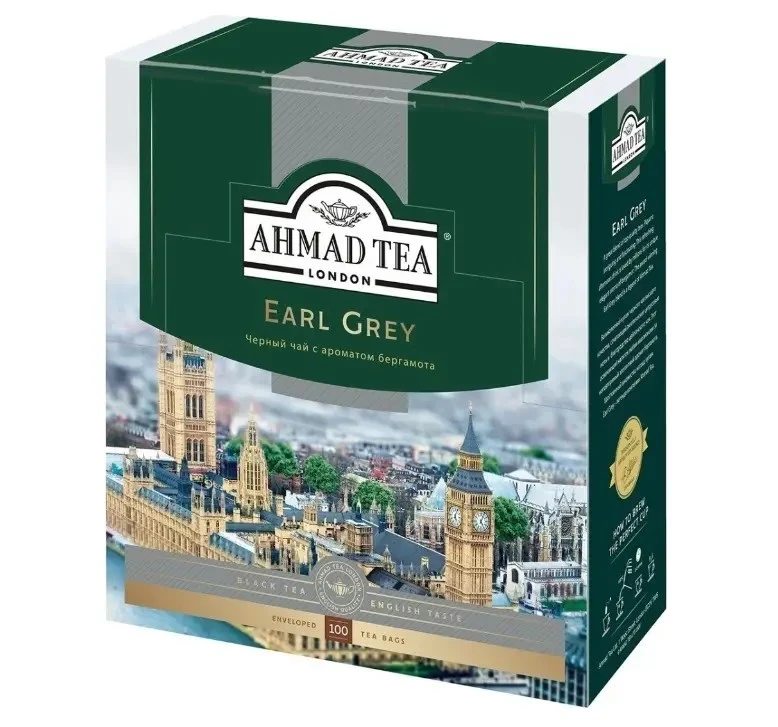 Чай пакетований чорний Earl Grey Ahmad Tea, 100 шт/уп.