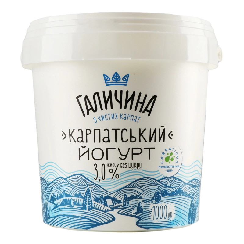 Йогурт 3% Без цукру Карпатський Галичина, 1 кг