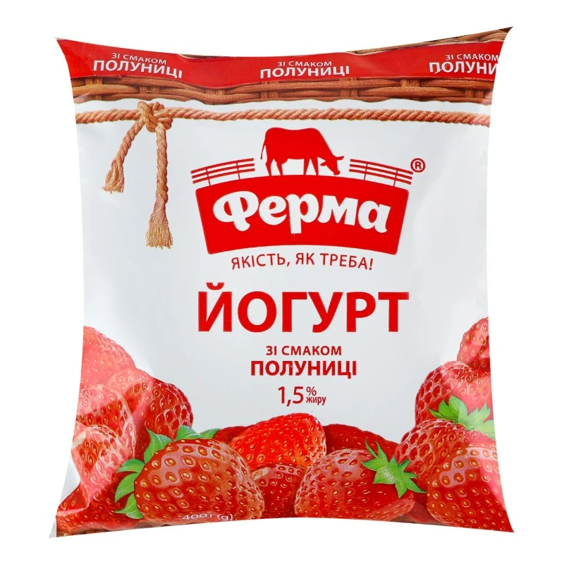 Йогурт 1.5% Полуниця Ферма, 400 г