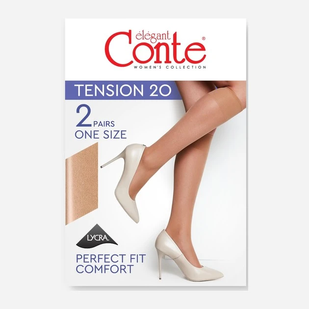 Напівпанчохи жіночі Tension 20 (2 пари) (EU), р.23-25, Nero Conte Elegant