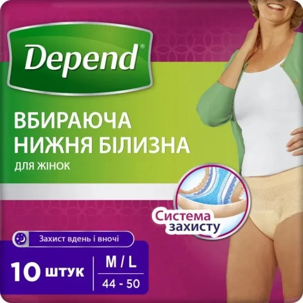 Труси поглинальні для жінок M/L 44-50 Depend, 10 шт/уп.