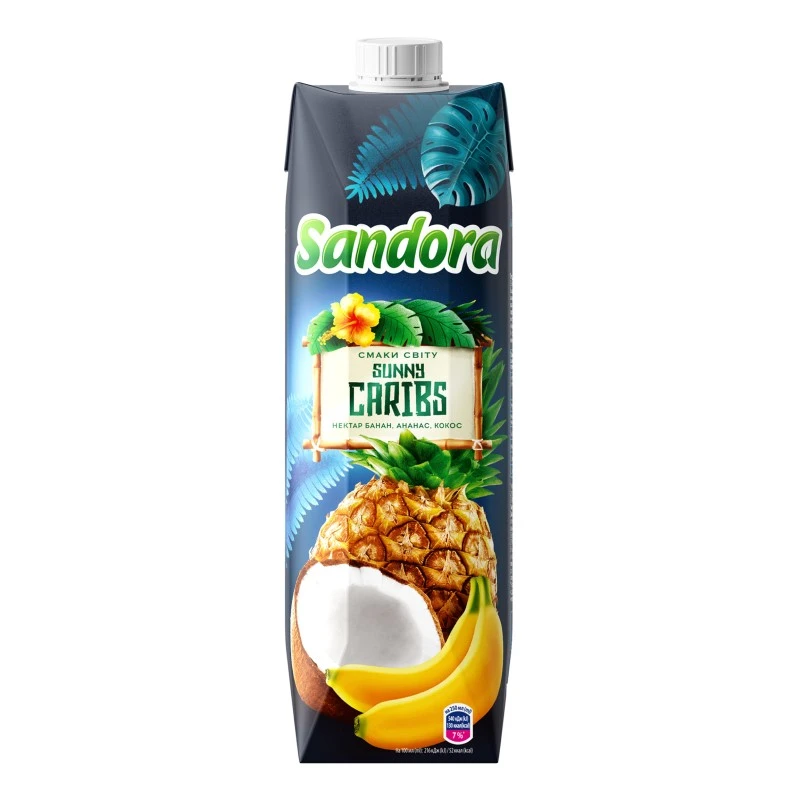 Нектар Банан-ананас-кокос Sunny Caribs Sandora, 0.95 л