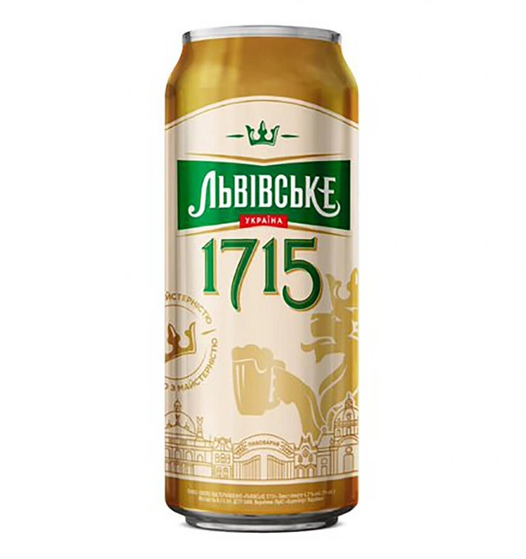 Пиво світле 1715 ж/б Львівське, 0.48 л