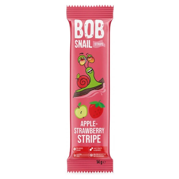 Цукерка фруктово-ягідна Apple-strawberry Stripe Bob Snail, 14 г