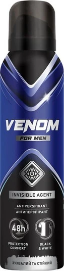 Дезодорант-антиперспірант аерозольний Invisible agent Venom for men, 150 мл