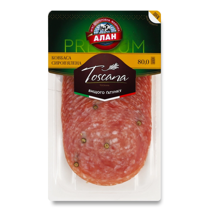 Ковбаса сиров&#039;ялена Тоскано Алан, 80 г