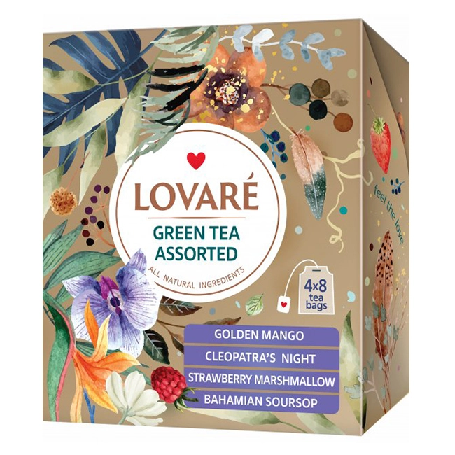 Чай пакетований зелений Assorted Lovare, 32 шт/уп.