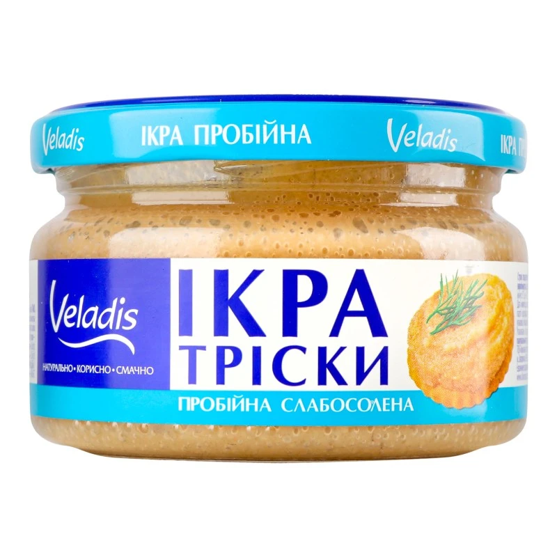 Ікра тріски пробійна слабосолона Veladis, 180 г