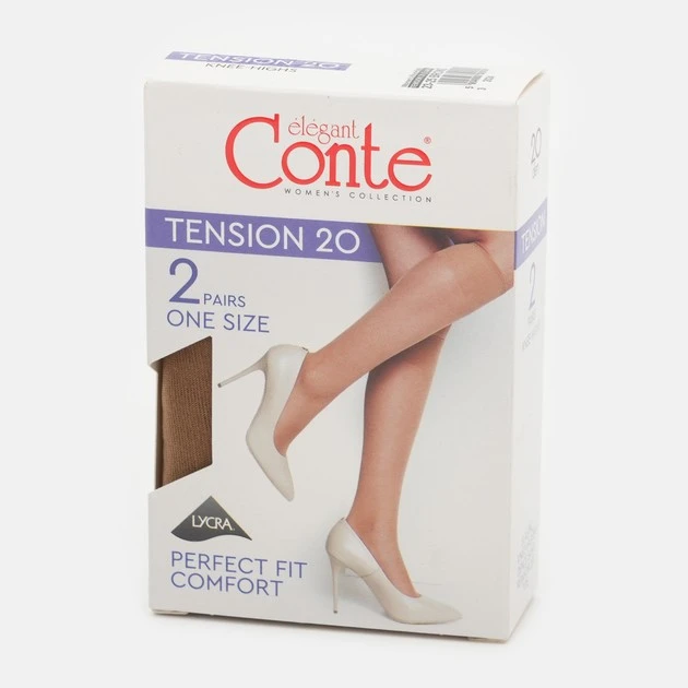 Напівпанчохи жіночі Tension 20 (2 пари) (EU), р.23-25, Bronz Conte Elegant
